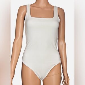 Abercrombie & Fitch White Nylon Sleeveless Bodysuit Small